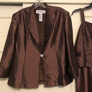EVENINGS CHOCOLATE, 2 PC DRESS & JACKET SIZE 16